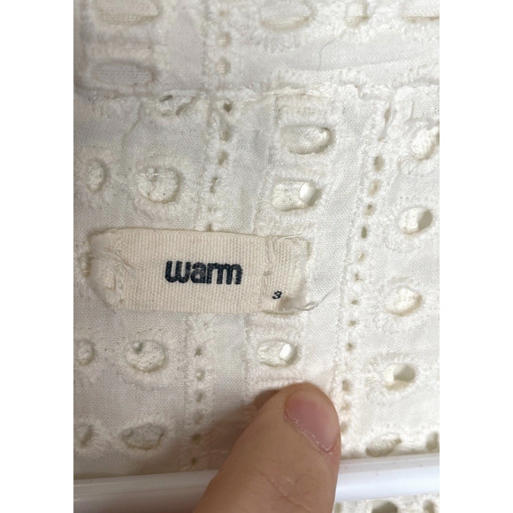 WARM Women's Eyelet Embroidered Long Sleeve Cotton Blouse Sz 3/L Peasant Boho - Picture 8 of 11